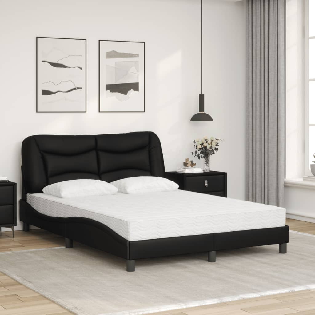 Bed met matras kunstleer zwart 140x190 cm Bedden & bedframes | Creëer jouw Trendy Thuis | Gratis bezorgd & Retour | Trendy.nl