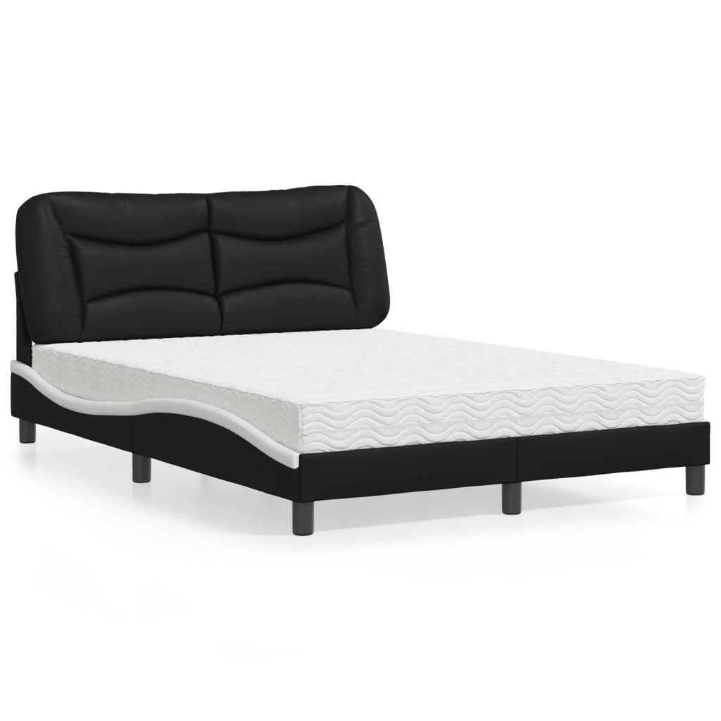 Bed met matras kunstleer zwart en wit 140x190 cm Bedden & bedframes | Creëer jouw Trendy Thuis | Gratis bezorgd & Retour | Trendy.nl