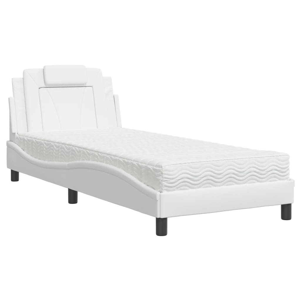 Bed met matras kunstleer wit 90x190 cm Bedden & bedframes | Creëer jouw Trendy Thuis | Gratis bezorgd & Retour | Trendy.nl