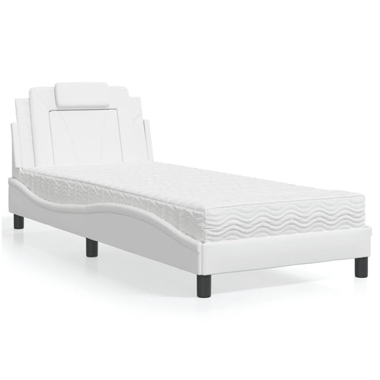 Bed met matras kunstleer wit 90x190 cm Bedden & bedframes | Creëer jouw Trendy Thuis | Gratis bezorgd & Retour | Trendy.nl