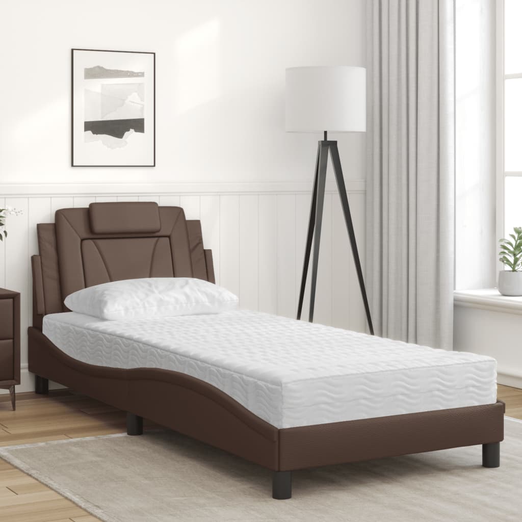 Bed met matras kunstleer bruin 90x200 cm Bedden & bedframes | Creëer jouw Trendy Thuis | Gratis bezorgd & Retour | Trendy.nl