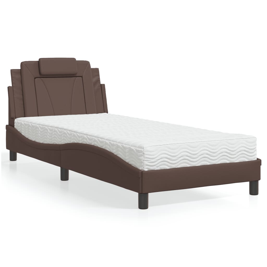 Bed met matras kunstleer bruin 90x200 cm Bedden & bedframes | Creëer jouw Trendy Thuis | Gratis bezorgd & Retour | Trendy.nl