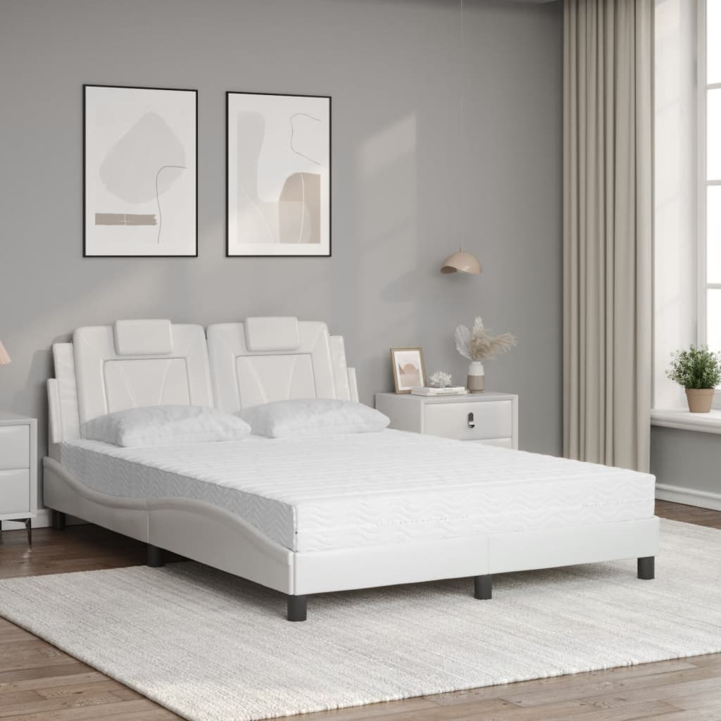 Bed met matras kunstleer wit 140x190 cm Bedden & bedframes | Creëer jouw Trendy Thuis | Gratis bezorgd & Retour | Trendy.nl