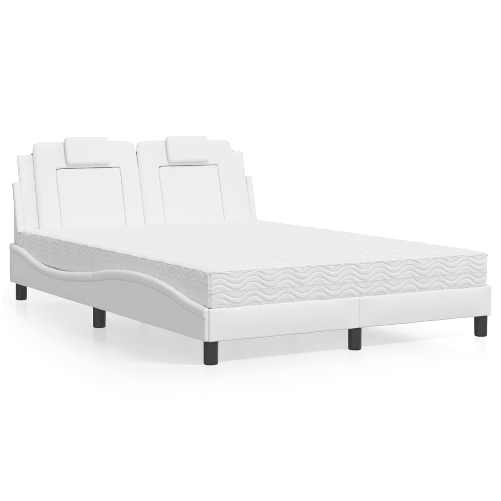 Bed met matras kunstleer wit 140x190 cm Bedden & bedframes | Creëer jouw Trendy Thuis | Gratis bezorgd & Retour | Trendy.nl