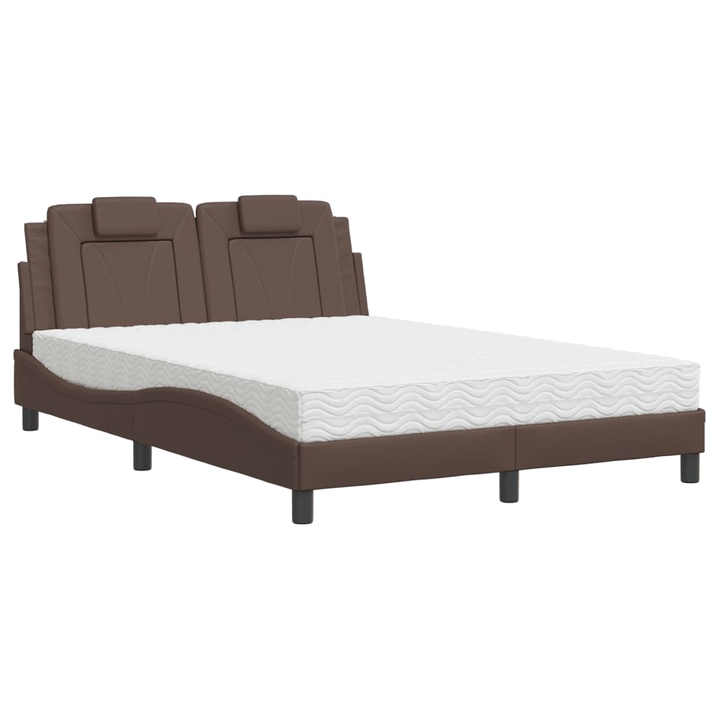 Bed met matras kunstleer bruin 140x190 cm Bedden & bedframes | Creëer jouw Trendy Thuis | Gratis bezorgd & Retour | Trendy.nl