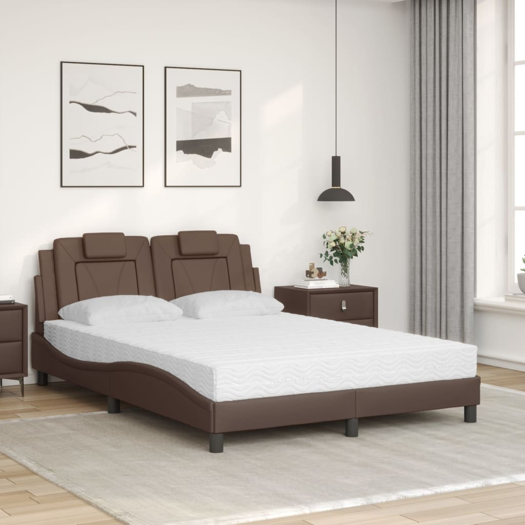 Bed met matras kunstleer bruin 140x190 cm Bedden & bedframes | Creëer jouw Trendy Thuis | Gratis bezorgd & Retour | Trendy.nl