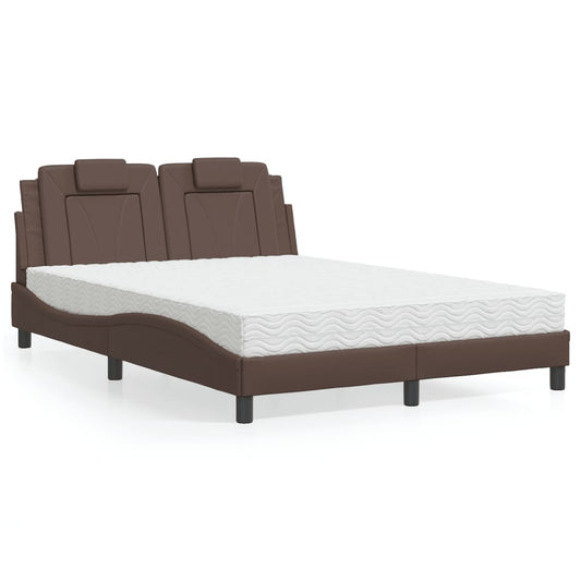 Bed met matras kunstleer bruin 140x190 cm Bedden & bedframes | Creëer jouw Trendy Thuis | Gratis bezorgd & Retour | Trendy.nl