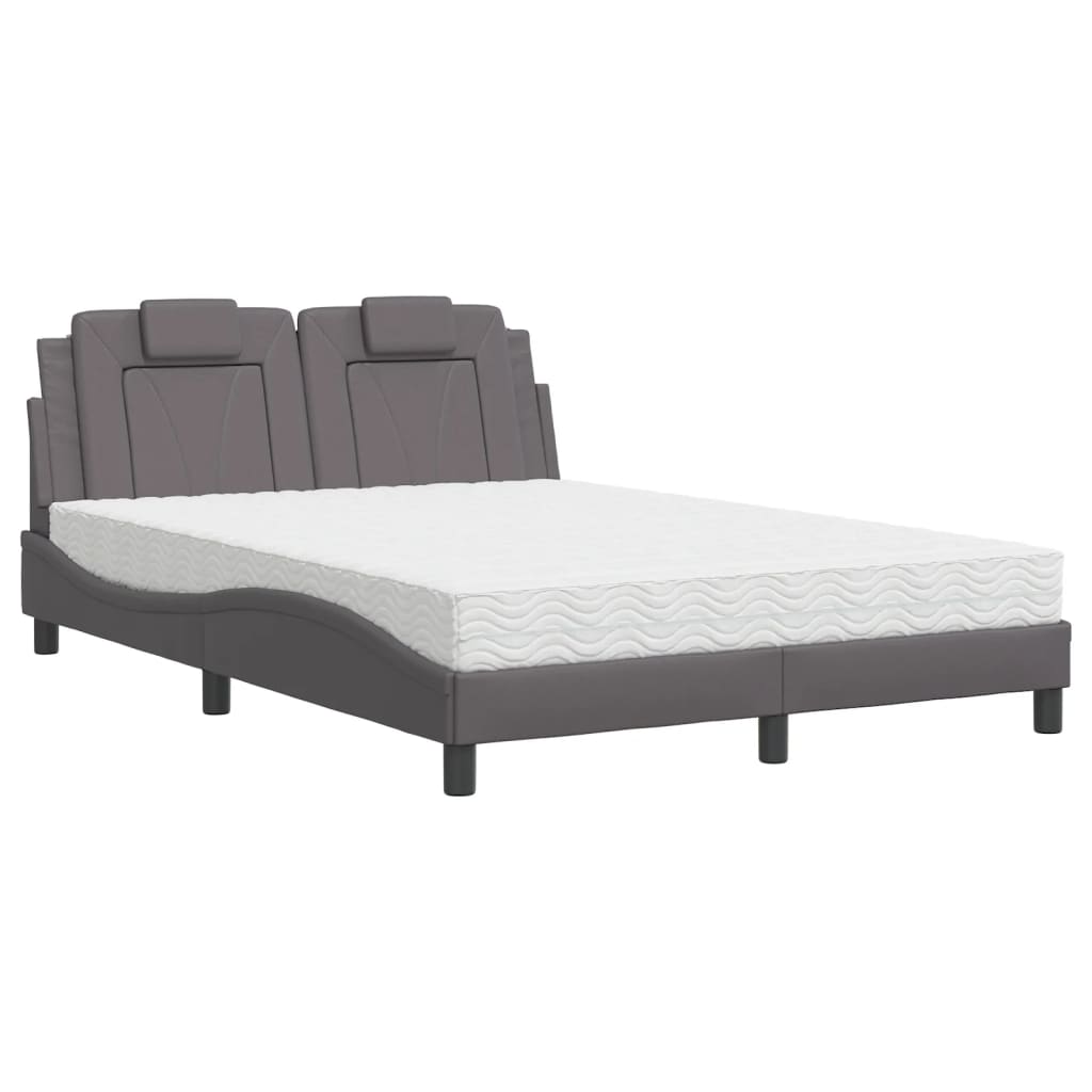 Bed met matras kunstleer grijs 140x190 cm Bedden & bedframes | Creëer jouw Trendy Thuis | Gratis bezorgd & Retour | Trendy.nl