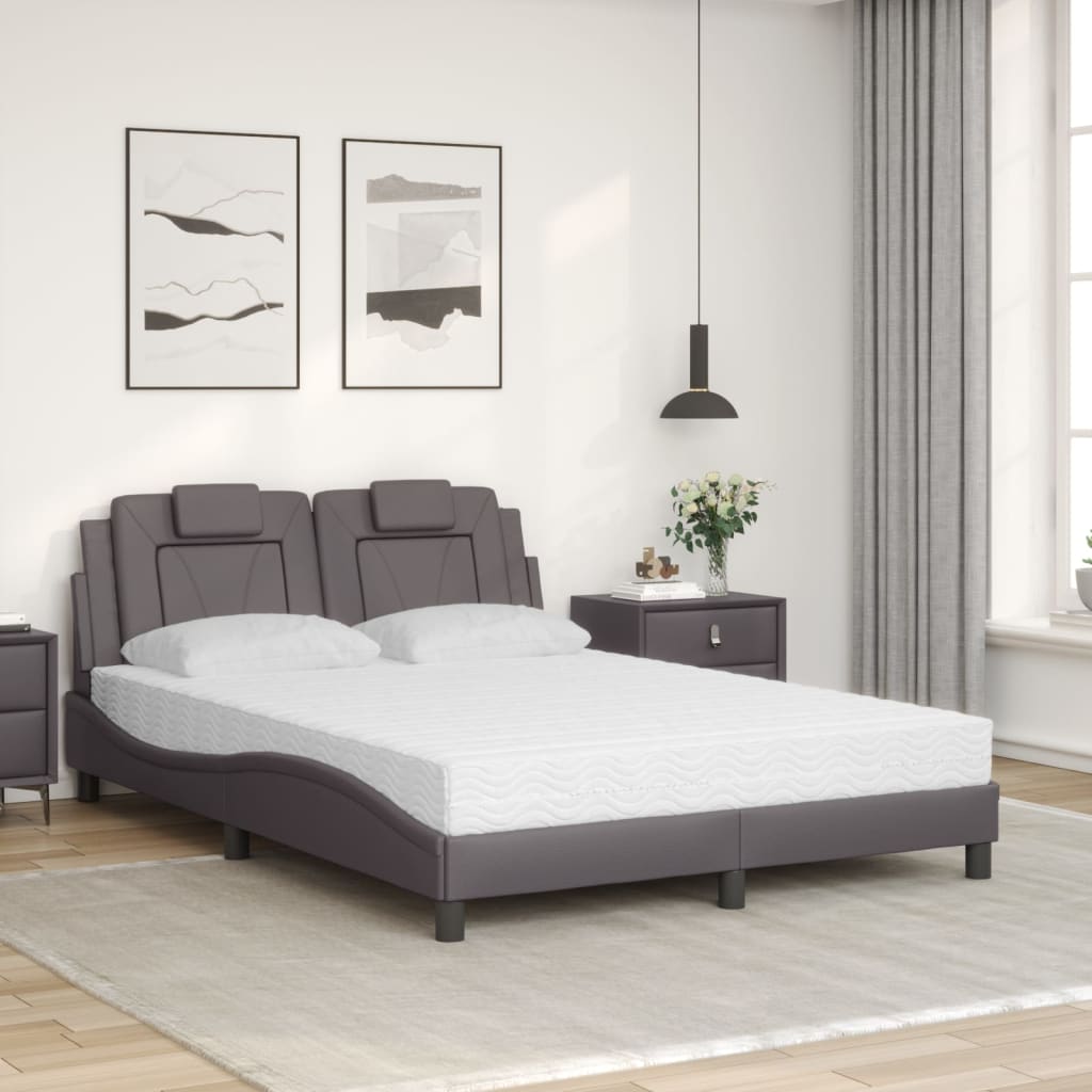 Bed met matras kunstleer grijs 140x190 cm Bedden & bedframes | Creëer jouw Trendy Thuis | Gratis bezorgd & Retour | Trendy.nl