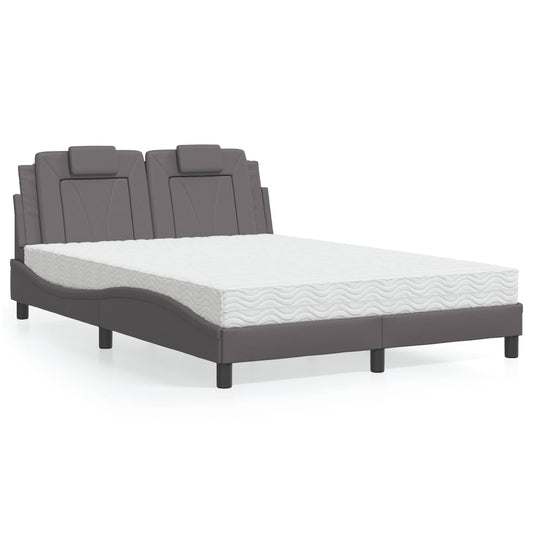 Bed met matras kunstleer grijs 140x190 cm Bedden & bedframes | Creëer jouw Trendy Thuis | Gratis bezorgd & Retour | Trendy.nl