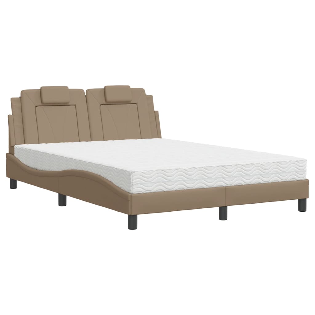 Bed met matras kunstleer cappuccinokleurig 140x190 cm Bedden & bedframes | Creëer jouw Trendy Thuis | Gratis bezorgd & Retour | Trendy.nl