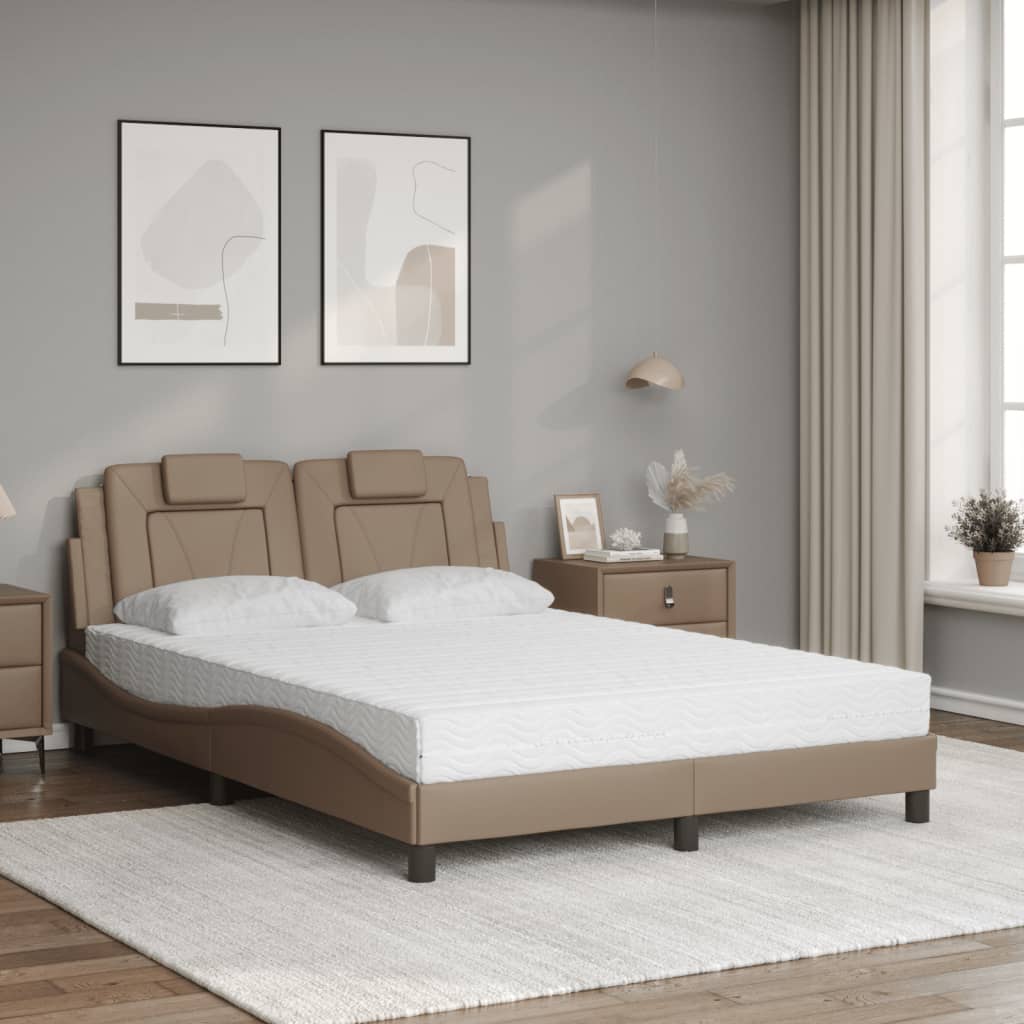 Bed met matras kunstleer cappuccinokleurig 140x190 cm Bedden & bedframes | Creëer jouw Trendy Thuis | Gratis bezorgd & Retour | Trendy.nl