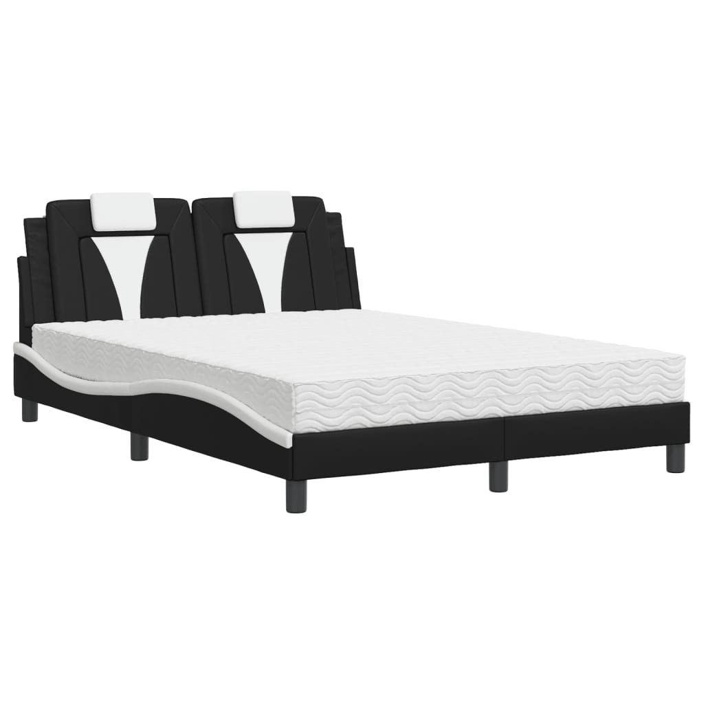 Bed met matras kunstleer zwart en wit 140x190 cm Bedden & bedframes | Creëer jouw Trendy Thuis | Gratis bezorgd & Retour | Trendy.nl