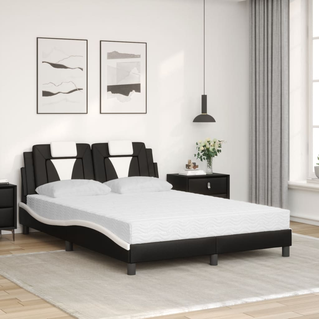 Bed met matras kunstleer zwart en wit 140x190 cm Bedden & bedframes | Creëer jouw Trendy Thuis | Gratis bezorgd & Retour | Trendy.nl