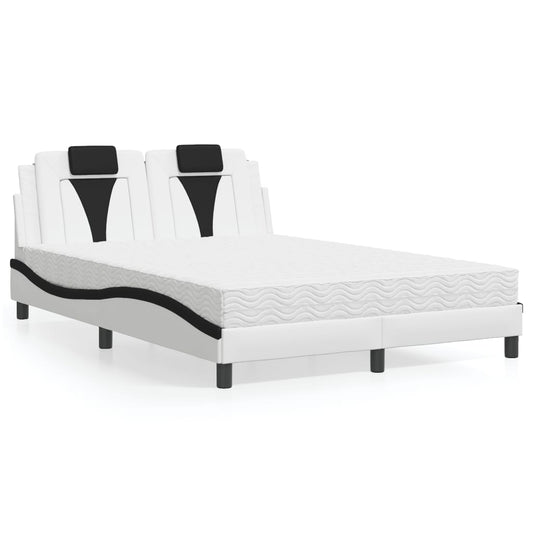 Bed met matras kunstleer wit en zwart 140x190 cm Bedden & bedframes | Creëer jouw Trendy Thuis | Gratis bezorgd & Retour | Trendy.nl