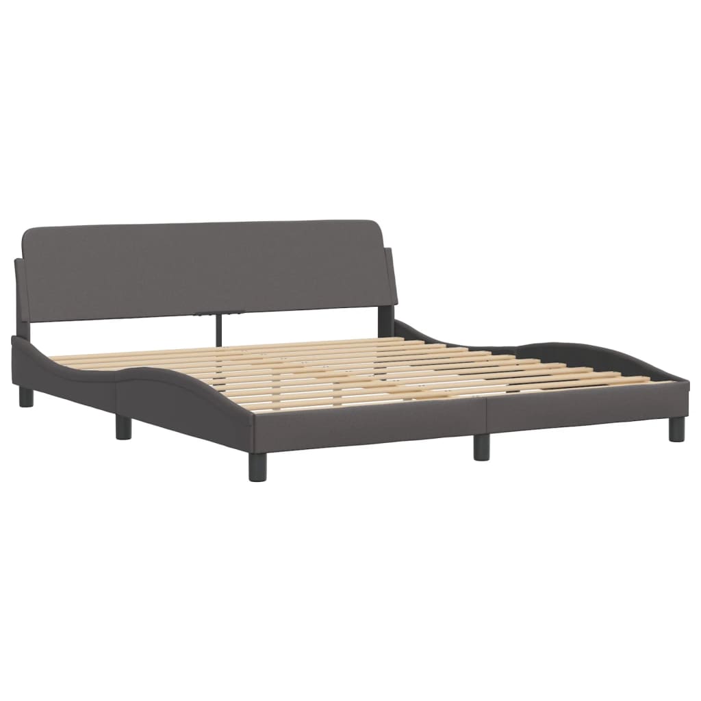 Bed met matras kunstleer grijs 180x200 cm