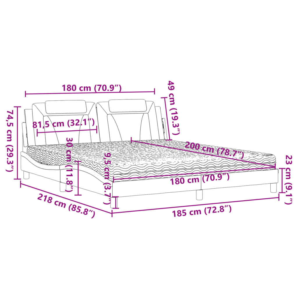 Bed met matras kunstleer grijs 180x200 cm