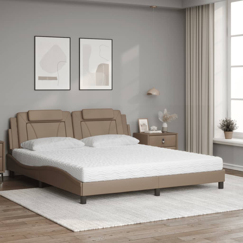 Bed met matras kunstleer cappuccinokleurig 180x200 cm