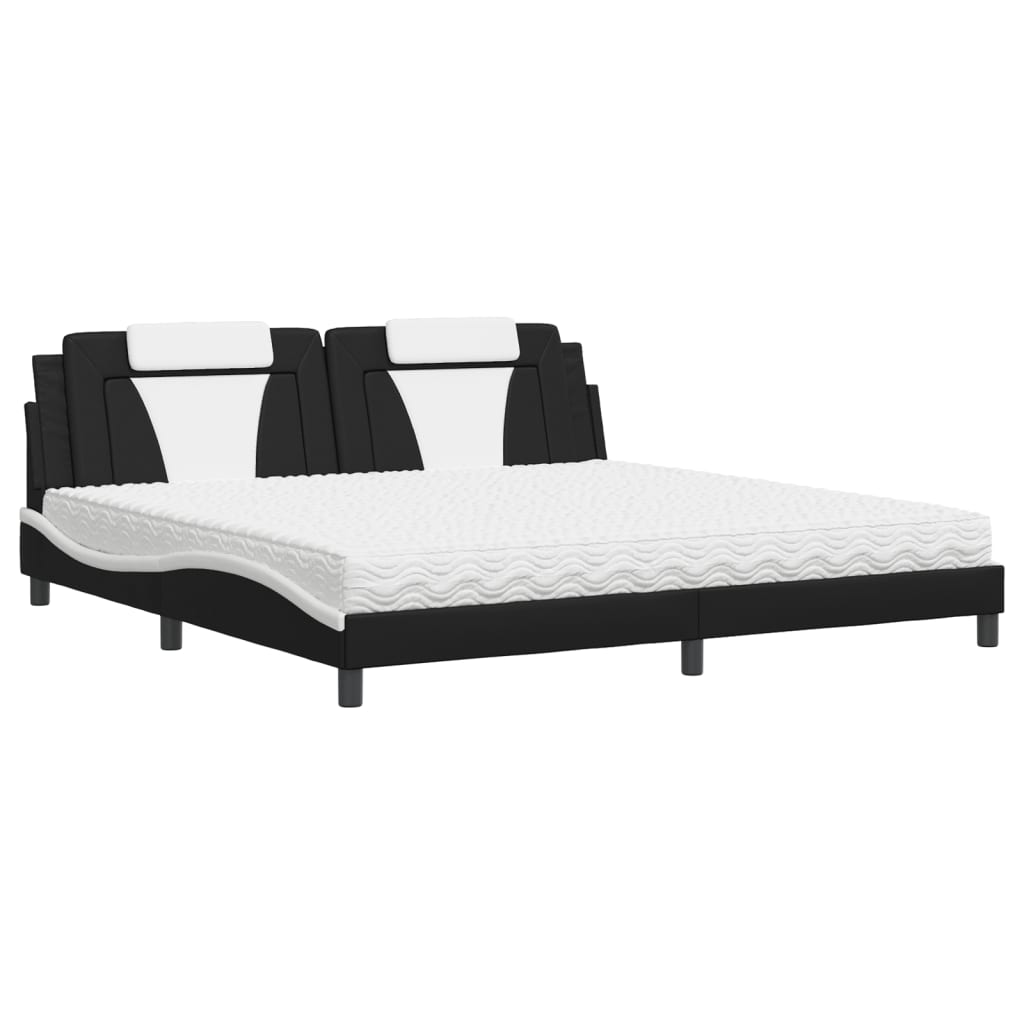 Bed met matras kunstleer zwart en wit 200x200 cm