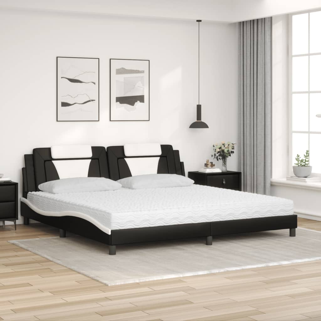 Bed met matras kunstleer zwart en wit 200x200 cm