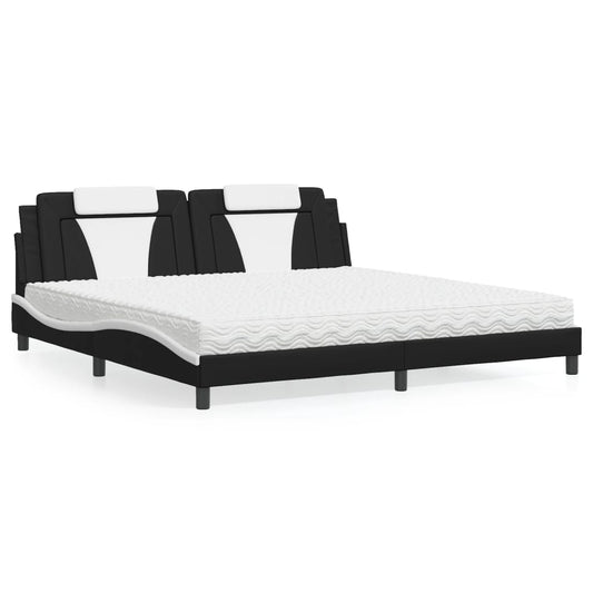 Bed met matras kunstleer zwart en wit 200x200 cm