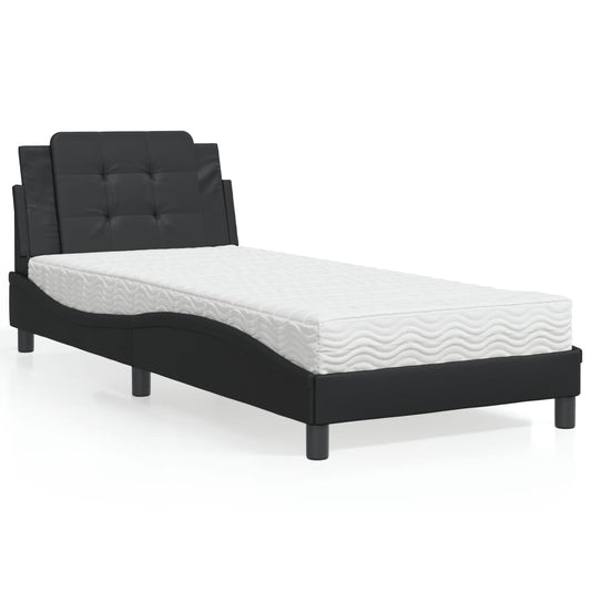 Bed met matras kunstleer zwart 90x190 cm Bedden & bedframes | Creëer jouw Trendy Thuis | Gratis bezorgd & Retour | Trendy.nl