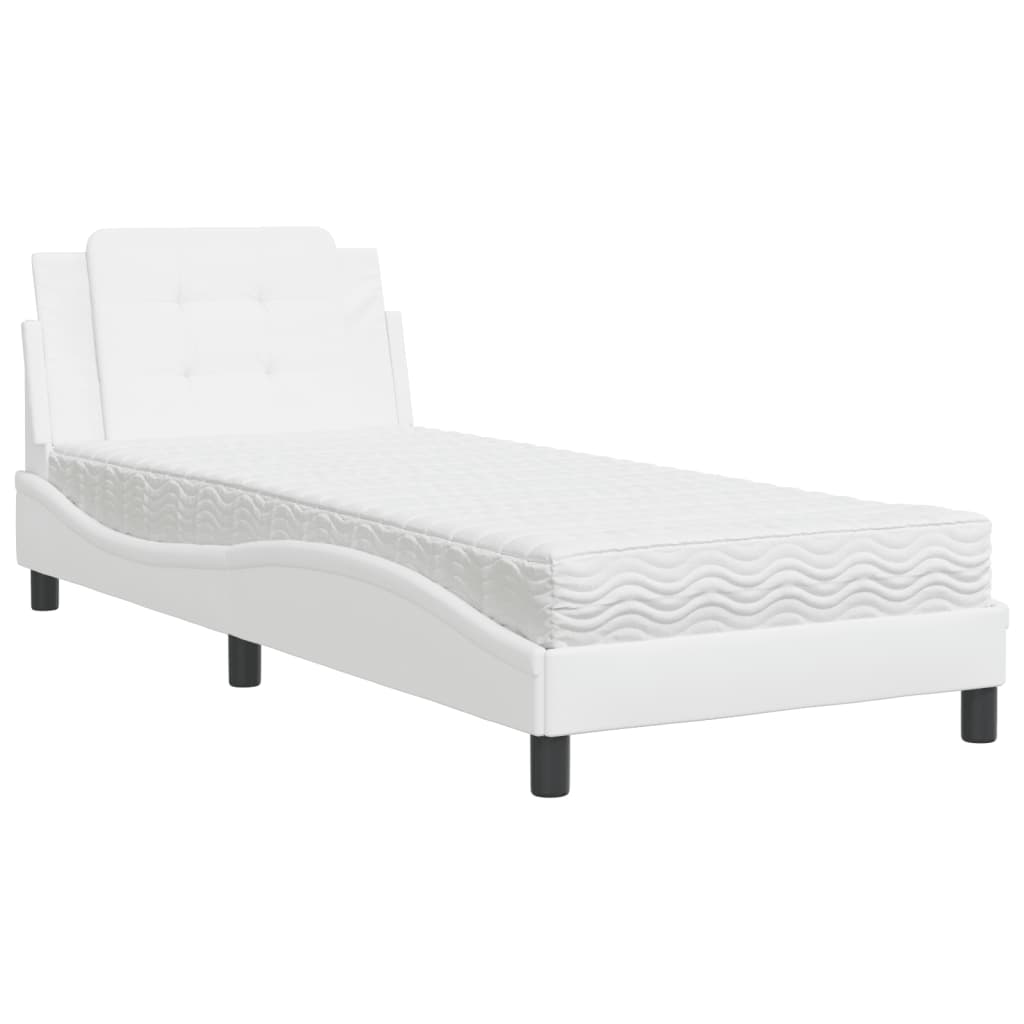 Bed met matras kunstleer wit 90x190 cm Bedden & bedframes | Creëer jouw Trendy Thuis | Gratis bezorgd & Retour | Trendy.nl