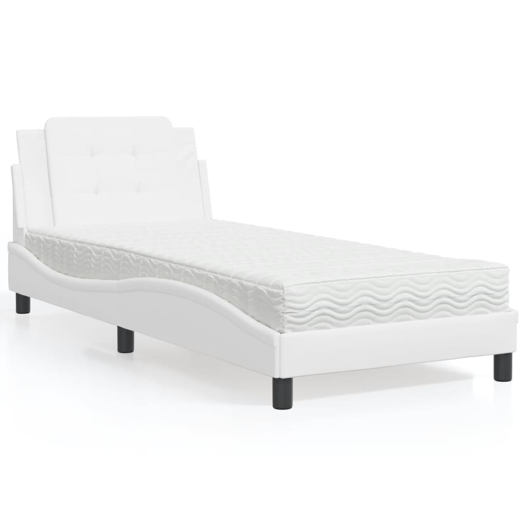 Bed met matras kunstleer wit 90x190 cm Bedden & bedframes | Creëer jouw Trendy Thuis | Gratis bezorgd & Retour | Trendy.nl