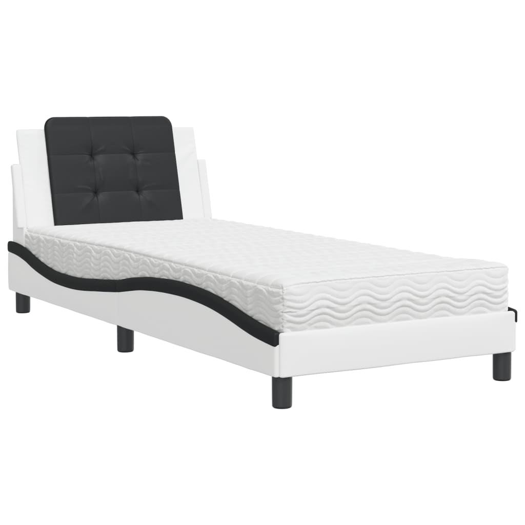 Bed met matras kunstleer wit en zwart 90x190 cm Bedden & bedframes | Creëer jouw Trendy Thuis | Gratis bezorgd & Retour | Trendy.nl