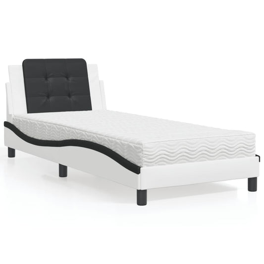 Bed met matras kunstleer wit en zwart 90x190 cm Bedden & bedframes | Creëer jouw Trendy Thuis | Gratis bezorgd & Retour | Trendy.nl