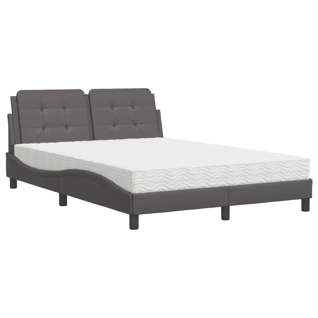 Bed met matras kunstleer grijs 120x200 cm Bedden & bedframes | Creëer jouw Trendy Thuis | Gratis bezorgd & Retour | Trendy.nl