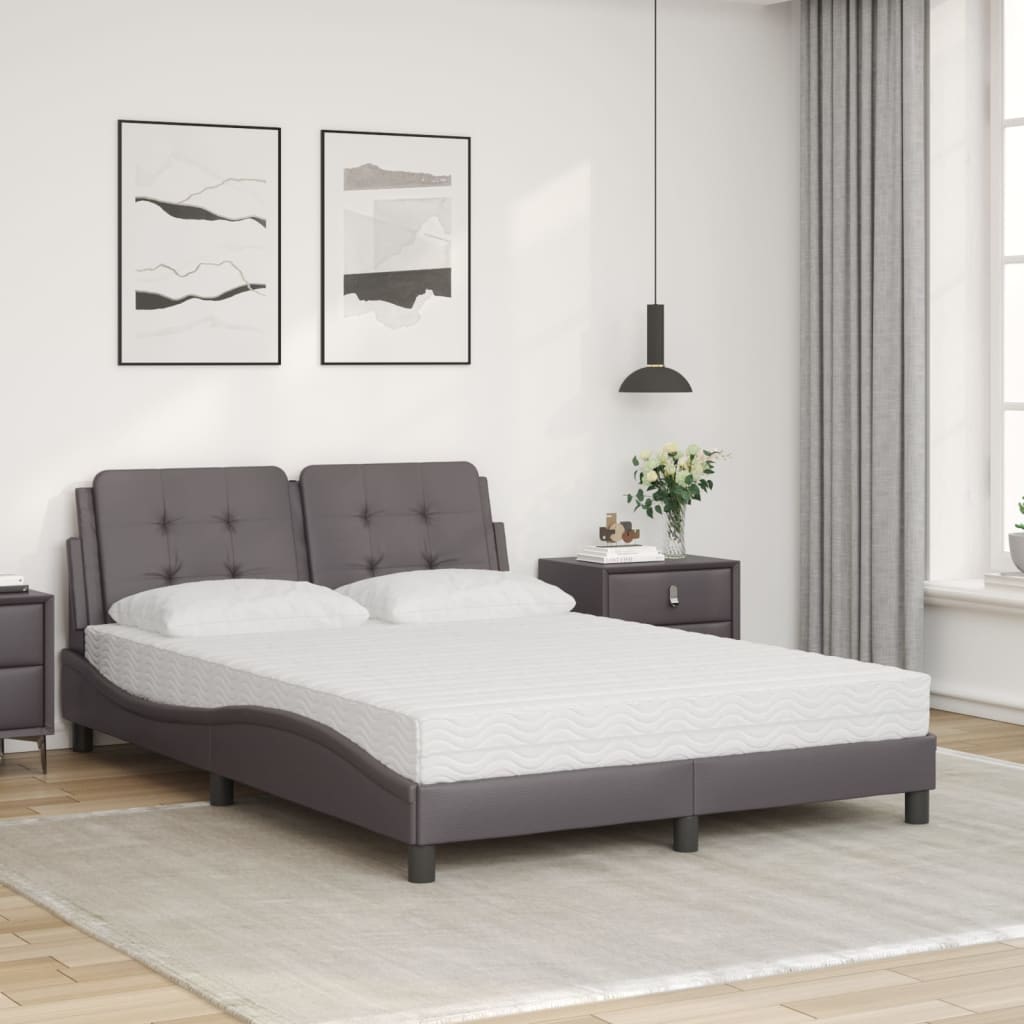 Bed met matras kunstleer grijs 120x200 cm Bedden & bedframes | Creëer jouw Trendy Thuis | Gratis bezorgd & Retour | Trendy.nl