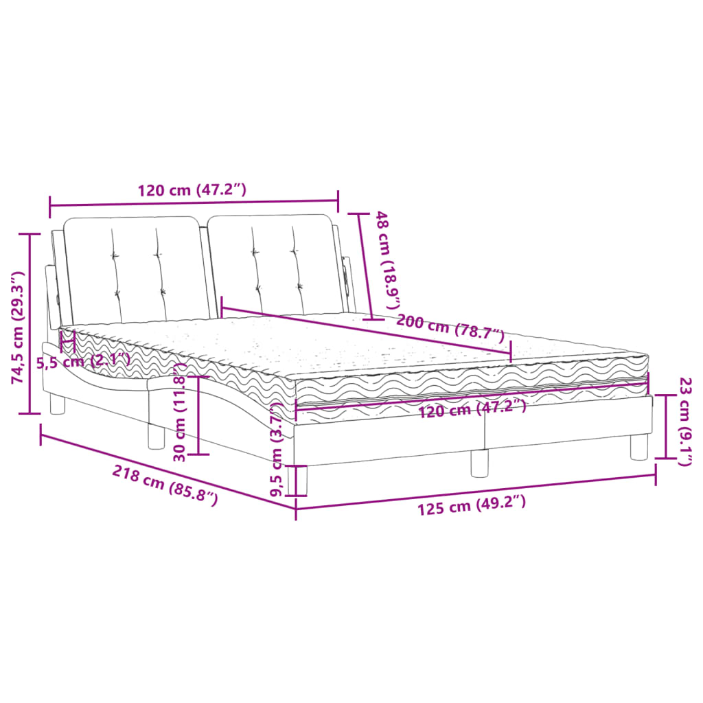 Bed met matras kunstleer grijs 120x200 cm Bedden & bedframes | Creëer jouw Trendy Thuis | Gratis bezorgd & Retour | Trendy.nl