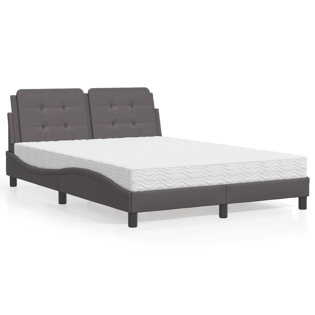 Bed met matras kunstleer grijs 120x200 cm Bedden & bedframes | Creëer jouw Trendy Thuis | Gratis bezorgd & Retour | Trendy.nl