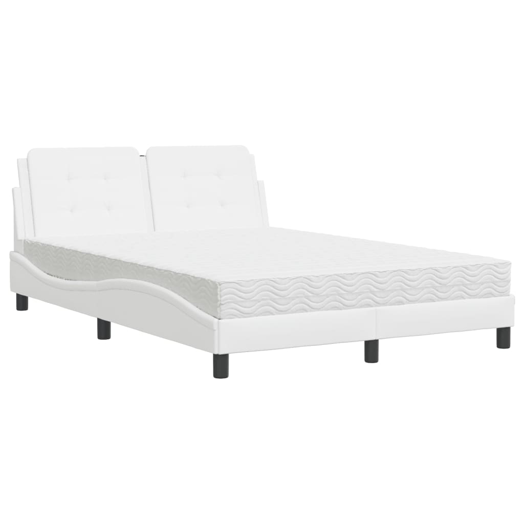 Bed met matras kunstleer wit 140x190 cm Bedden & bedframes | Creëer jouw Trendy Thuis | Gratis bezorgd & Retour | Trendy.nl