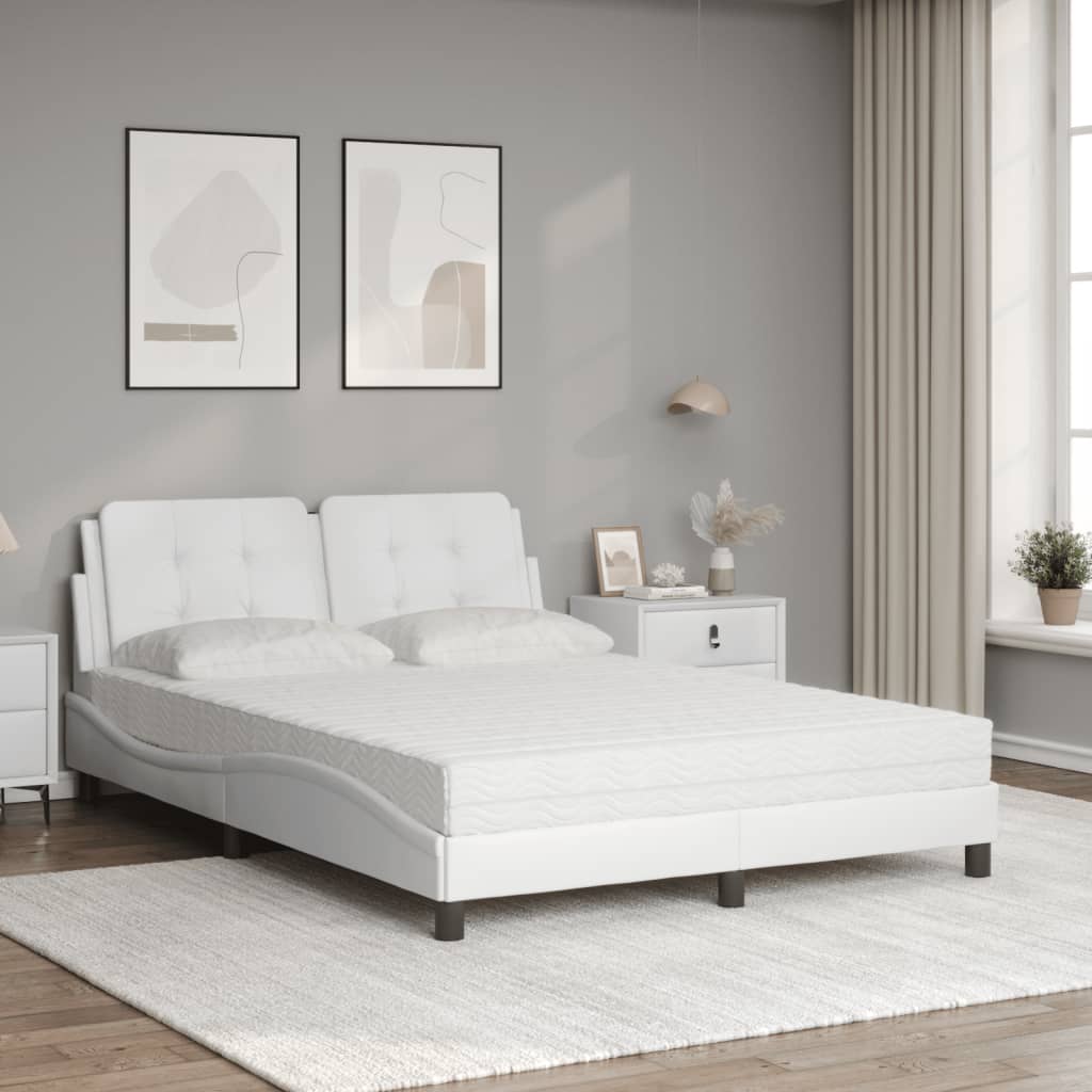 Bed met matras kunstleer wit 140x190 cm Bedden & bedframes | Creëer jouw Trendy Thuis | Gratis bezorgd & Retour | Trendy.nl