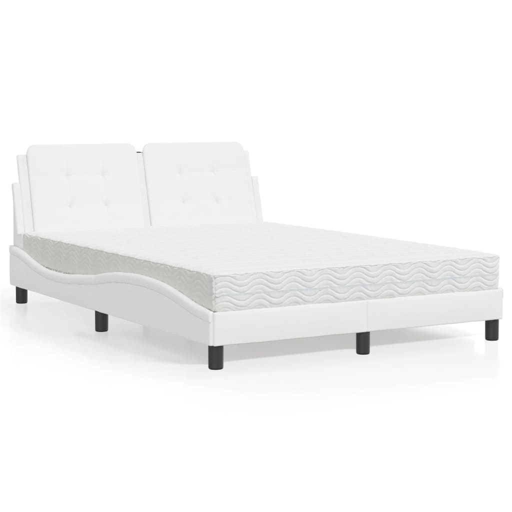 Bed met matras kunstleer wit 140x190 cm Bedden & bedframes | Creëer jouw Trendy Thuis | Gratis bezorgd & Retour | Trendy.nl