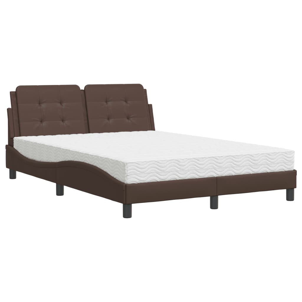 Bed met matras kunstleer bruin 140x190 cm Bedden & bedframes | Creëer jouw Trendy Thuis | Gratis bezorgd & Retour | Trendy.nl