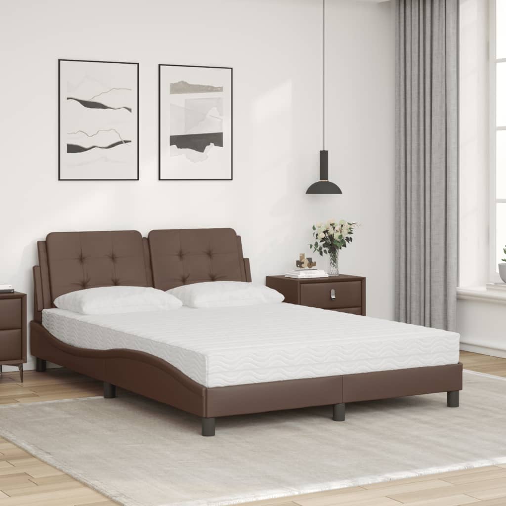 Bed met matras kunstleer bruin 140x190 cm Bedden & bedframes | Creëer jouw Trendy Thuis | Gratis bezorgd & Retour | Trendy.nl