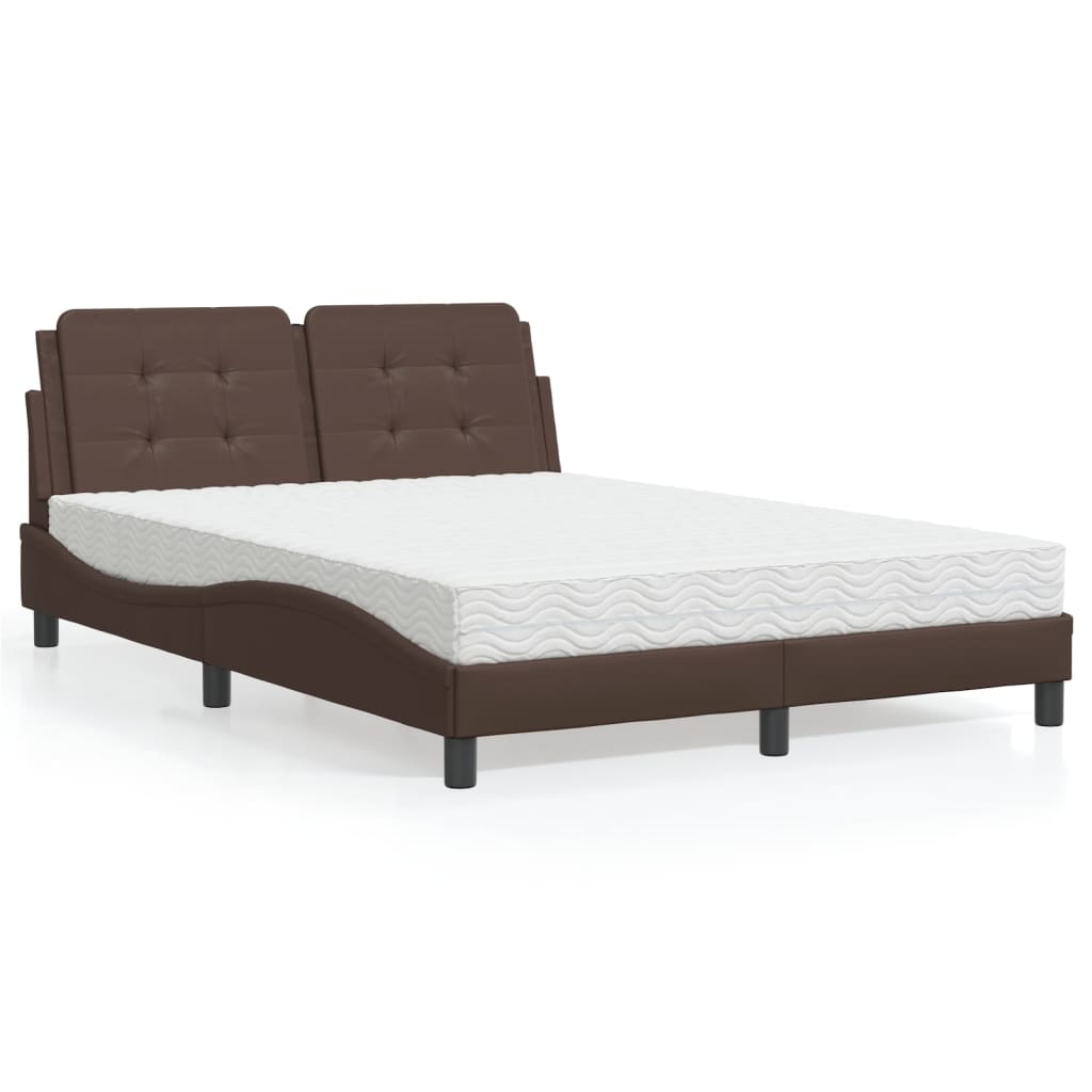 Bed met matras kunstleer bruin 140x190 cm Bedden & bedframes | Creëer jouw Trendy Thuis | Gratis bezorgd & Retour | Trendy.nl