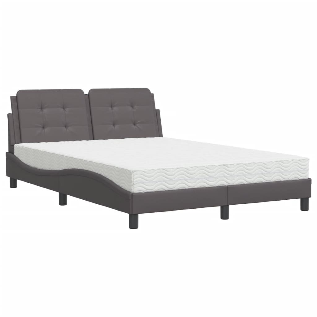 Bed met matras kunstleer grijs 140x190 cm Bedden & bedframes | Creëer jouw Trendy Thuis | Gratis bezorgd & Retour | Trendy.nl