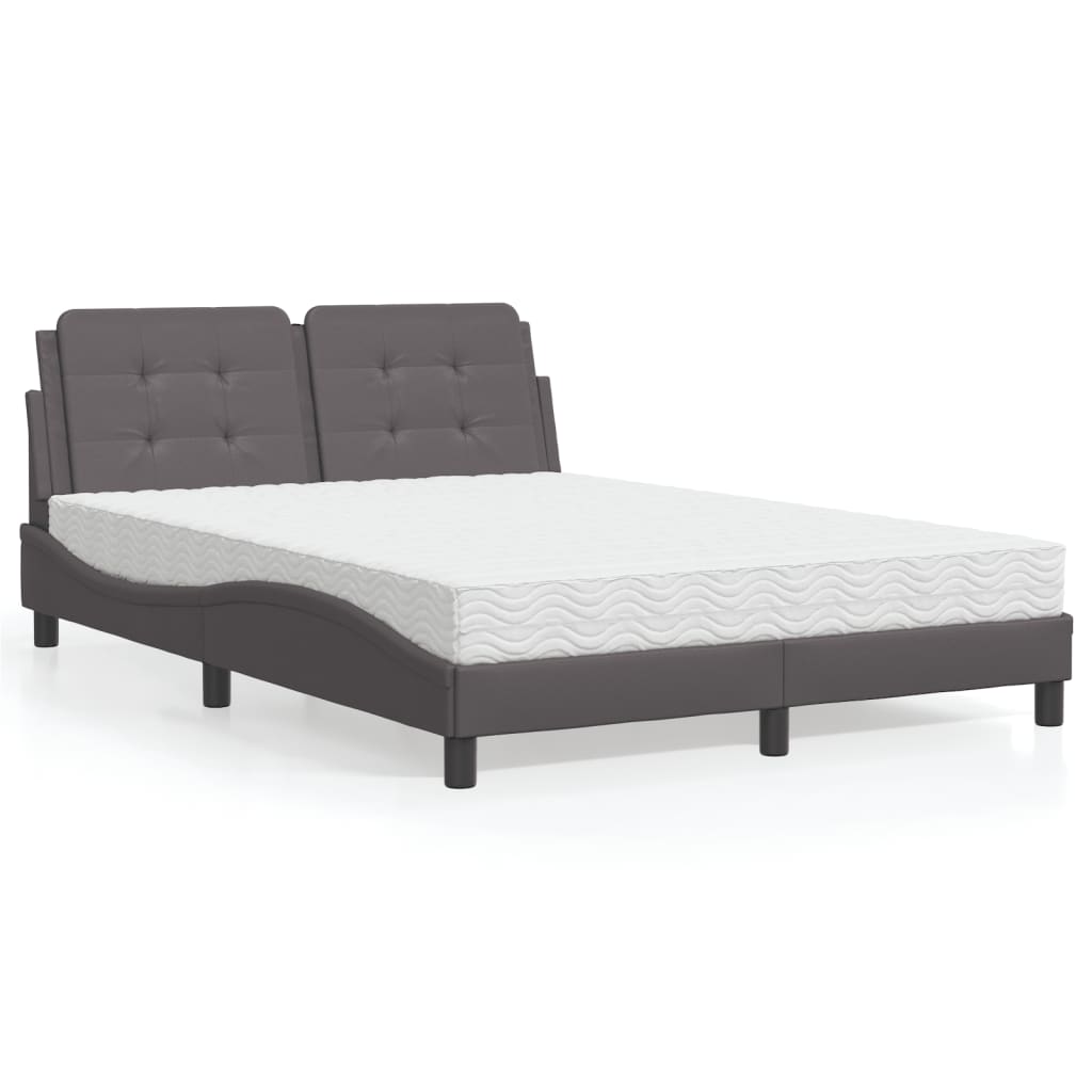 Bed met matras kunstleer grijs 140x190 cm Bedden & bedframes | Creëer jouw Trendy Thuis | Gratis bezorgd & Retour | Trendy.nl