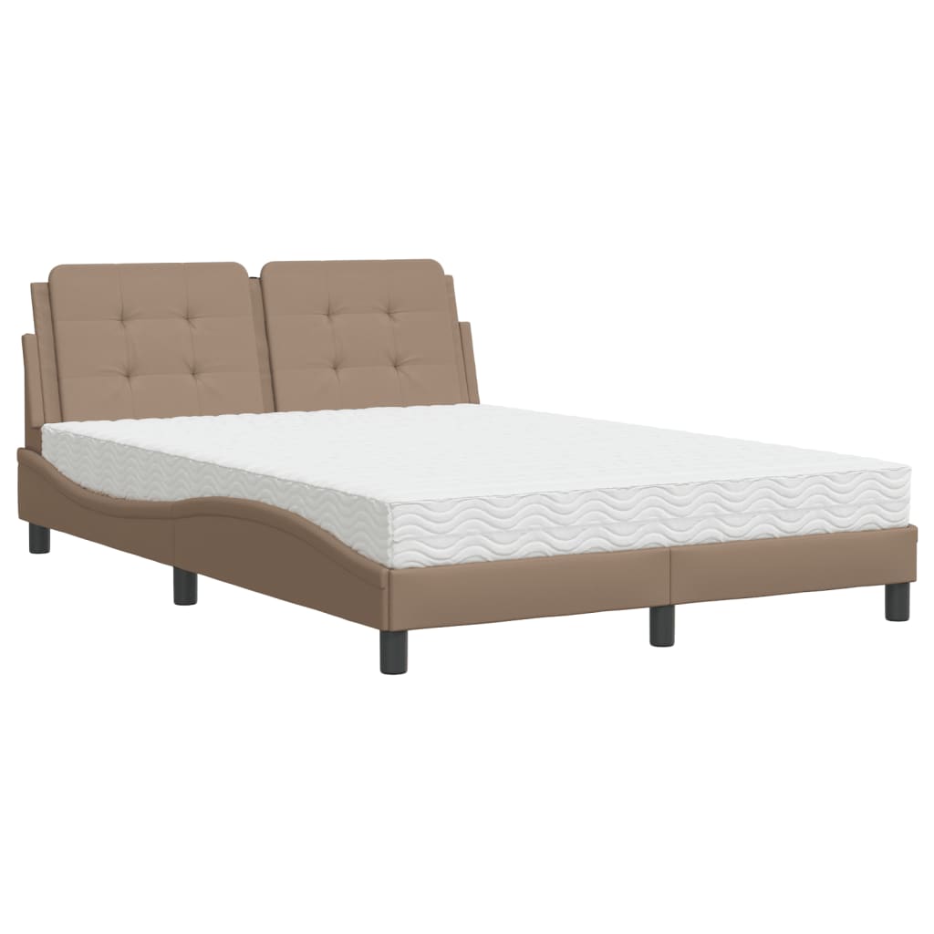 Bed met matras kunstleer cappuccinokleurig 140x190 cm Bedden & bedframes | Creëer jouw Trendy Thuis | Gratis bezorgd & Retour | Trendy.nl