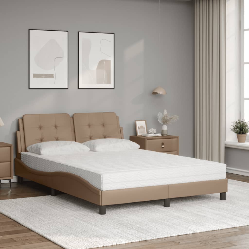 Bed met matras kunstleer cappuccinokleurig 140x190 cm Bedden & bedframes | Creëer jouw Trendy Thuis | Gratis bezorgd & Retour | Trendy.nl