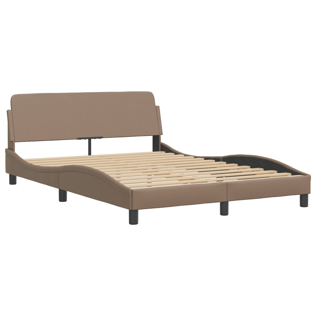 Bed met matras kunstleer cappuccinokleurig 140x190 cm Bedden & bedframes | Creëer jouw Trendy Thuis | Gratis bezorgd & Retour | Trendy.nl