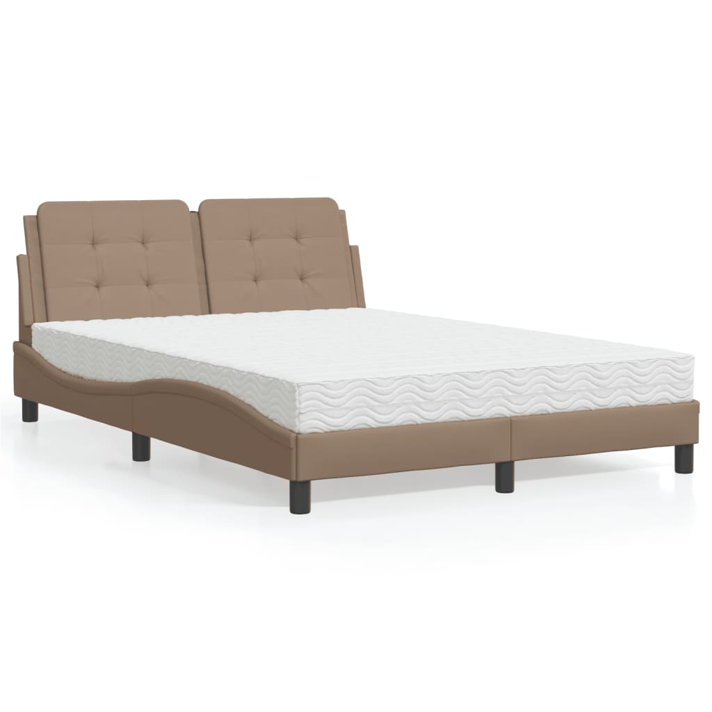 Bed met matras kunstleer cappuccinokleurig 140x190 cm Bedden & bedframes | Creëer jouw Trendy Thuis | Gratis bezorgd & Retour | Trendy.nl