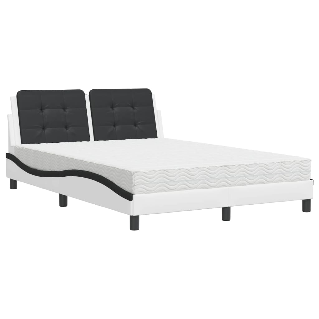 Bed met matras kunstleer wit en zwart 140x190 cm Bedden & bedframes | Creëer jouw Trendy Thuis | Gratis bezorgd & Retour | Trendy.nl