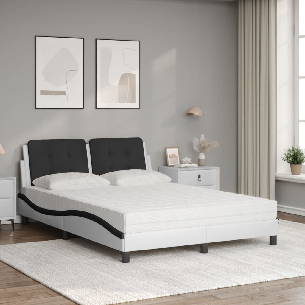 Bed met matras kunstleer wit en zwart 140x190 cm Bedden & bedframes | Creëer jouw Trendy Thuis | Gratis bezorgd & Retour | Trendy.nl