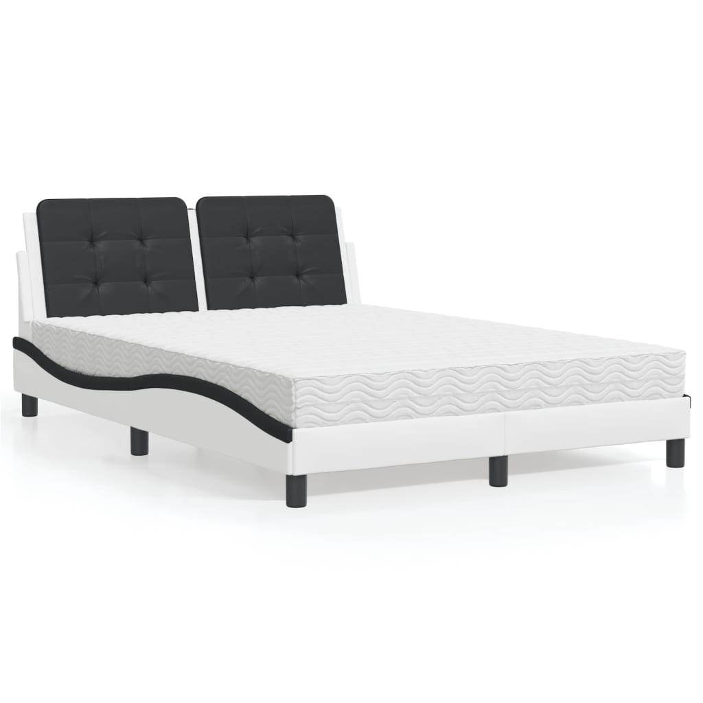 Bed met matras kunstleer wit en zwart 140x190 cm Bedden & bedframes | Creëer jouw Trendy Thuis | Gratis bezorgd & Retour | Trendy.nl