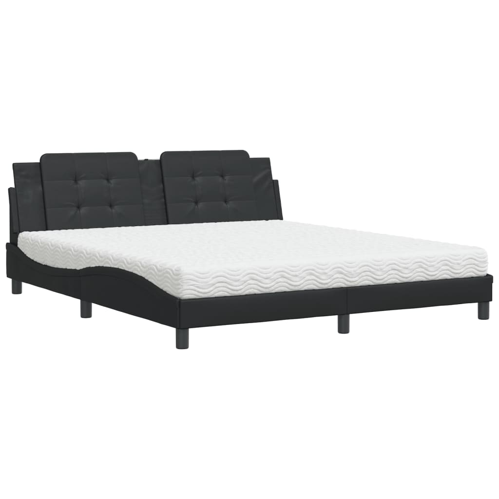 Bed met matras kunstleer zwart 180x200 cm